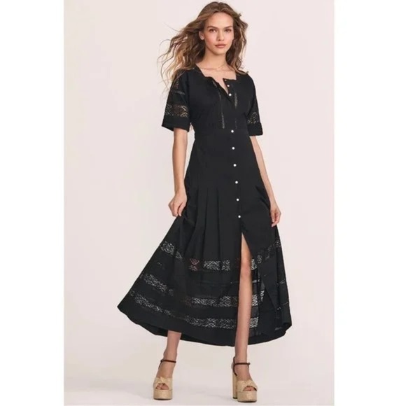 LoveShackFancy Dresses & Skirts - Loveshackfancy Edie Dress in Black Lace and Cotton Medium